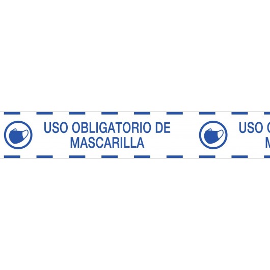 Cinta de señalización PVC 72 x 50 m: USO OBLIGATORIO DE MASCARILLA Cinta de señalización PVC 72 x 50 m: USO OBLIGATORIO DE MASCARILLA