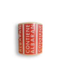 Rollo etiqueta adhesiva "CONTIENE ALBARAN" (120 x 50 mm - 1.000 Uds)