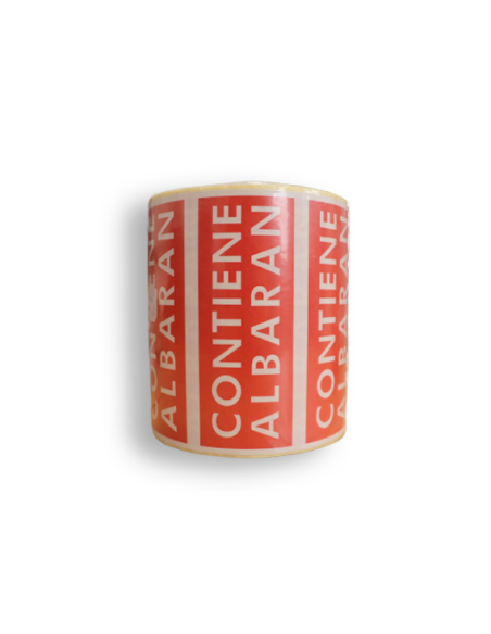 Rollo etiqueta adhesiva "CONTIENE ALBARAN" (120 x 50 mm - 1.000 Uds)