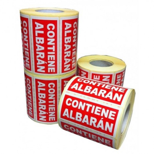 Rollo etiqueta adhesiva "CONTIENE ALBARAN" (120 x 50 mm - 1.000 Uds) Rollo etiqueta adhesiva "CONTIENE ALBARAN" (120 x 50 mm - 1.000 Uds)