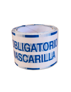 Cinta de señalización PVC 72 x 50 m: USO OBLIGATORIO DE MASCARILLA
