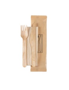 3/1 : Cuchillo, Tenedor, Servilleta marrón 16/16,5 cm Natural (25 Uds / 50 Uds / 250 Uds)