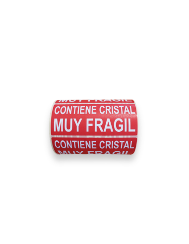 Rollo etiqueta adhesiva "CONTIENE CRISTAL MUY FRAGIL" (120 x 50 mm - 1000 Uds) Rollo etiqueta adhesiva "CONTIENE CRISTAL MUY FRAGIL" (120 x 50 mm - 1000 Uds)