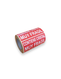 Rollo etiqueta adhesiva "CONTIENE CRISTAL MUY FRAGIL" (120 x 50 mm - 1000 Uds) 2