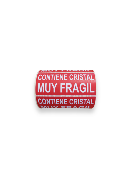Rollo etiqueta adhesiva "CONTIENE CRISTAL MUY FRAGIL" (120 x 50 mm - 500 Uds)