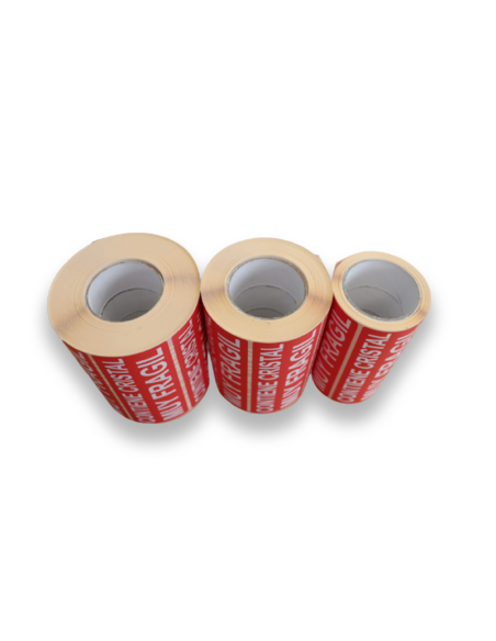 Rollo etiqueta adhesiva "CONTIENE CRISTAL MUY FRAGIL" (120 x 50 mm - 500 Uds)
