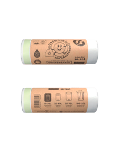 Bolsa de basura sostenible con cierre fácil (Natural - 46 cm x 44 cm - 15 Uds / 1 Pack - Biocompostable)