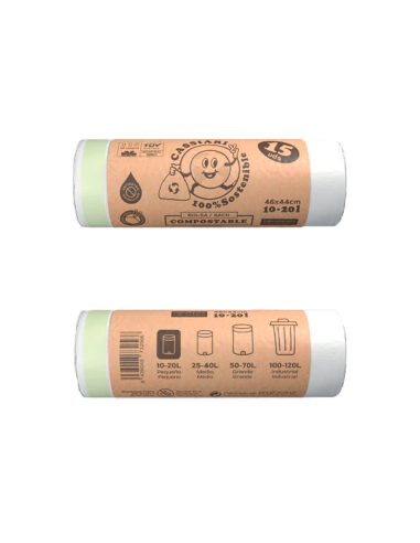 Bolsa de basura sostenible con cierre fácil (Natural - 46 cm x 44 cm - 15 Uds / 1 Pack - Biocompostable) Bolsa de basura sostenible con cierre fácil (Natural - 46 cm x 44 cm - 15 Uds / 1 Pack - Biocompostable)