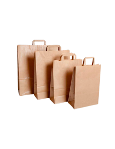 Bolsas de Papel Marrón Reciclado de Asa Plana (250 Uds)