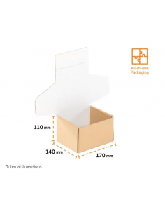 Caja Postal Ecommerce con Cierre Adhesivo (Marrón y Blanco - 173 x 140 x 108 mm - 25 Uds) 2