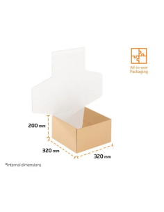 Caja Postal Ecommerce con Cierre Adhesivo (Marrón y Blanco - 320 x 320 x 200 mm - 36 Uds) 2
