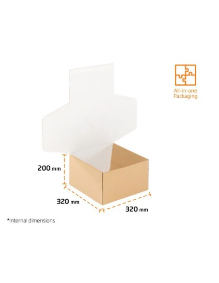 Caja Postal Ecommerce con Cierre Adhesivo (Marrón y Blanco - 320 x 320 x 200 mm - 36 Uds) Caja Postal Ecommerce con Cierre Adhesivo (Marrón y Blanco - 320 x 320 x 200 mm - 36 Uds)