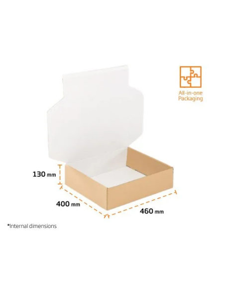 Caja Postal Ecommerce con Cierre Adhesivo (Marrón y Blanco - 460 x 400 x 130 mm - 50 Uds) Caja Postal Ecommerce con Cierre Adhesivo (Marrón y Blanco - 460 x 400 x 130 mm - 50 Uds)