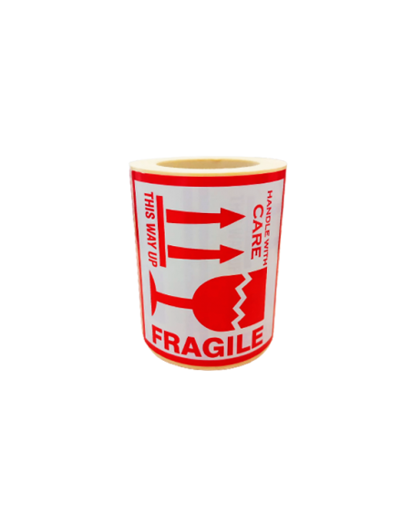 Rollo etiqueta adhesiva "This Way Up, Handle With Care, Fragile" (10 x 10 cm - 250 Uds) Rollo etiqueta adhesiva "This Way Up, Handle With Care, Fragile" (10 x 10 cm - 250 Uds)