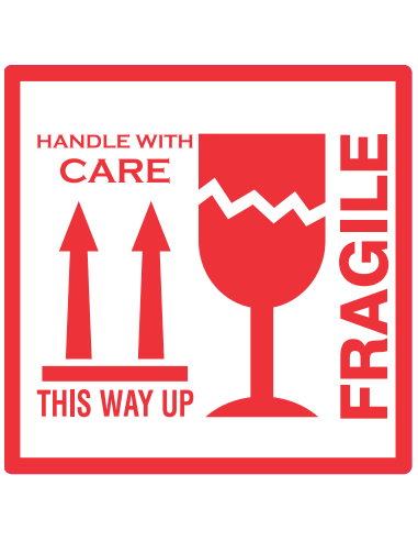 Rollo etiqueta adhesiva "This Way Up, Handle With Care, Fragile" (10 x 10 cm - 250 Uds) Rollo etiqueta adhesiva "This Way Up, Handle With Care, Fragile" (10 x 10 cm - 250 Uds)