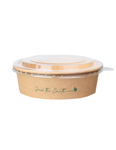 Ensaladera de Cartón 500 ml con Tapa PET (25 Uds) Ensaladera de Cartón 500 ml con Tapa PET (25 Uds)