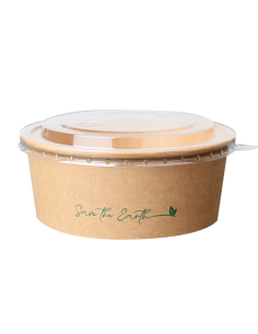 Ensaladera de Cartón 1000 ml con Tapa PET (25 Uds)