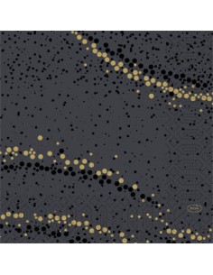 Servilleta Desechable (33 x 33 cm - 3 capas - Golden Stardust Negro)