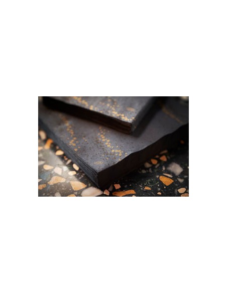 Servilleta Desechable (33 x 33 cm - 3 capas - Golden Stardust Negro)