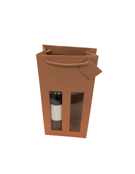 Bolsa Papel Kraft 2 Botellas Con Ventana (37,5 x 17,5 x 9 cm) Bolsa Papel Kraft 2 Botellas Con Ventana (37,5 x 17,5 x 9 cm)