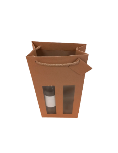 Bolsa Papel Kraft 2 Botellas Con Ventana (37,5 x 17,5 x 9 cm) Bolsa Papel Kraft 2 Botellas Con Ventana (37,5 x 17,5 x 9 cm)