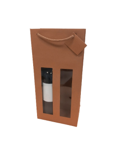 Bolsa Papel Kraft 2 Botellas Con Ventana (37,5 x 17,5 x 9 cm) 2