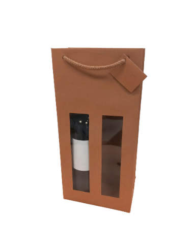 Bolsa Papel Kraft 2 Botellas Con Ventana (37,5 x 17,5 x 9 cm) Bolsa Papel Kraft 2 Botellas Con Ventana (37,5 x 17,5 x 9 cm)