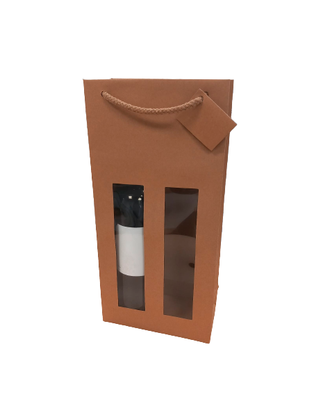 Bolsa Papel Kraft 2 Botellas Con Ventana (37,5 x 17,5 x 9 cm) Bolsa Papel Kraft 2 Botellas Con Ventana (37,5 x 17,5 x 9 cm)