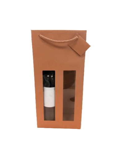 Bolsa Papel Kraft 2 Botellas Con Ventana (37,5 x 17,5 x 9 cm) Bolsa Papel Kraft 2 Botellas Con Ventana (37,5 x 17,5 x 9 cm)