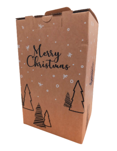 Caja Lote Kraft 4 Botellas (360 x 220 x 180 - Impresa Navidad)