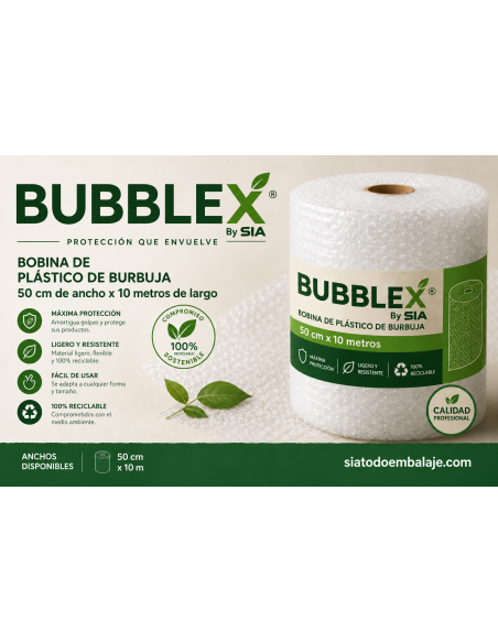 Mini rollo plástico Burbuja Reciclada 50Cm x 10 metros